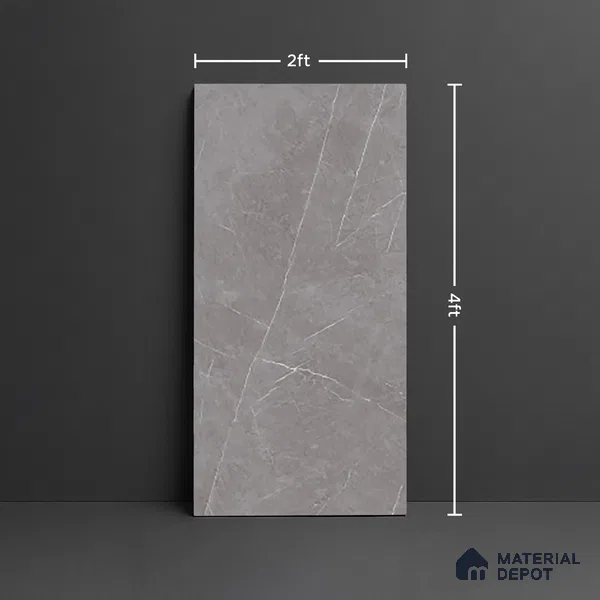 Floor & Wall Tile TL 09356 | Alpine Gris 4 ft x 2 ft  Finish Vitrified Tile - 9 mm | 4 Random Design | Suitable for Living Room, Bedroom, Bathroom & Kitchen