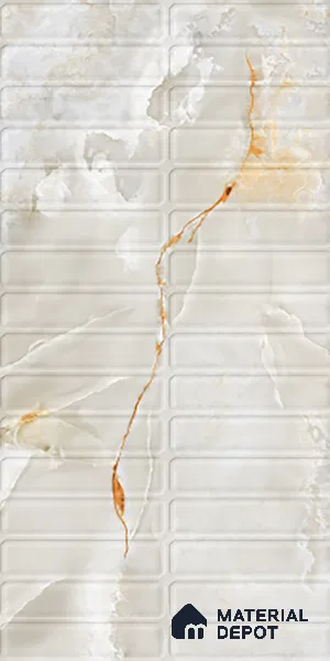Faux Subway Wall Tile TL 08536 B | Subway Onyx Gold 4 ft x 2 ft Dazel Punch Sugar Matte Finish Porcelain Tile - 9 mm | 4 Random Design | Suitable for Bathroom & Kitchen