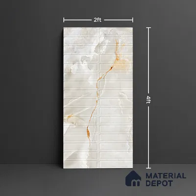 Faux Subway Wall Tile TL 08536 B | Subway Onyx Gold 4 ft x 2 ft Dazel Punch Sugar Matte Finish Porcelain Tile - 9 mm | 4 Random Design | Suitable for Bathroom & Kitchen