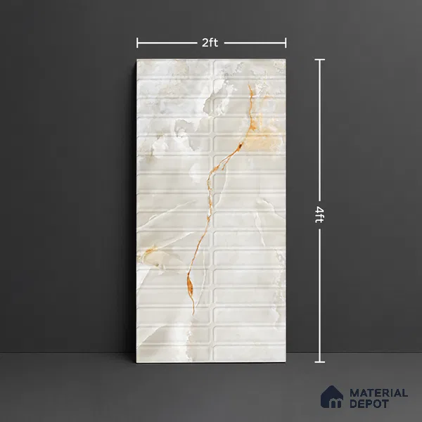 Faux Subway Wall Tile TL 08536 B | Subway Onyx Gold 4 ft x 2 ft Dazel Punch Sugar Matte Finish Porcelain Tile - 9 mm | 4 Random Design | Suitable for Bathroom & Kitchen