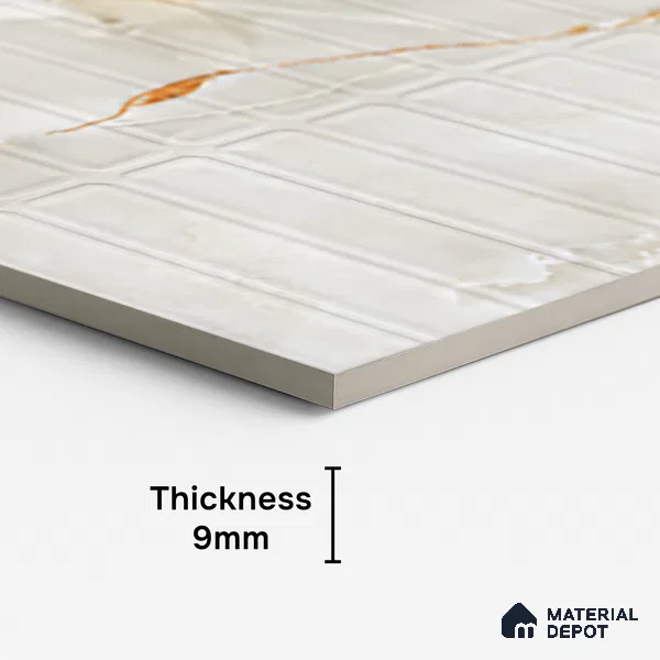 Faux Subway Wall Tile TL 08536 B | Subway Onyx Gold 4 ft x 2 ft Dazel Punch Sugar Matte Finish Porcelain Tile - 9 mm | 4 Random Design | Suitable for Bathroom & Kitchen