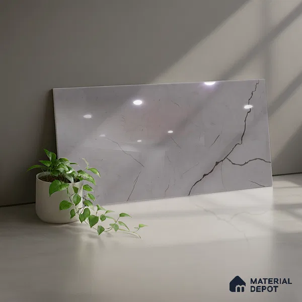 Marble Wall Tile TL 06468 B R Amora Grey 2 ft x 1 ft Ceramic Glossy Finish - 8 mm | Suitable for Living Room, Kitchen & Bathroom
