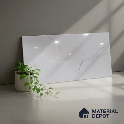 Marble Wall Tile TL 06468 R Amora Silver 2 ft x 1 ft Ceramic Glossy Finish - 8 mm | Suitable for Living Room, Kitchen & Bathroom