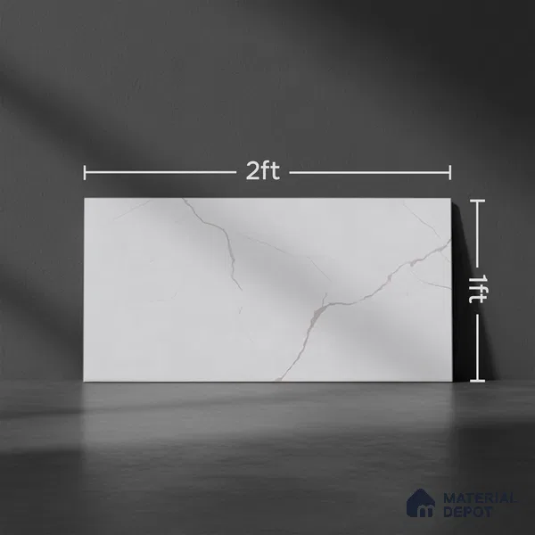 Marble Wall Tile TL 06468 R Amora Silver 2 ft x 1 ft Ceramic Glossy Finish - 8 mm | Suitable for Living Room, Kitchen & Bathroom
