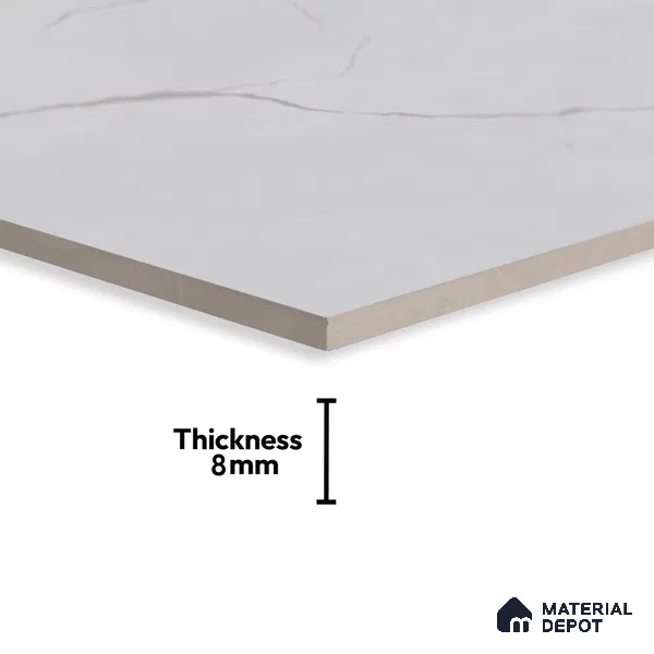 Marble Wall Tile TL 06468 R Amora Silver 2 ft x 1 ft Ceramic Glossy Finish - 8 mm | Suitable for Living Room, Kitchen & Bathroom
