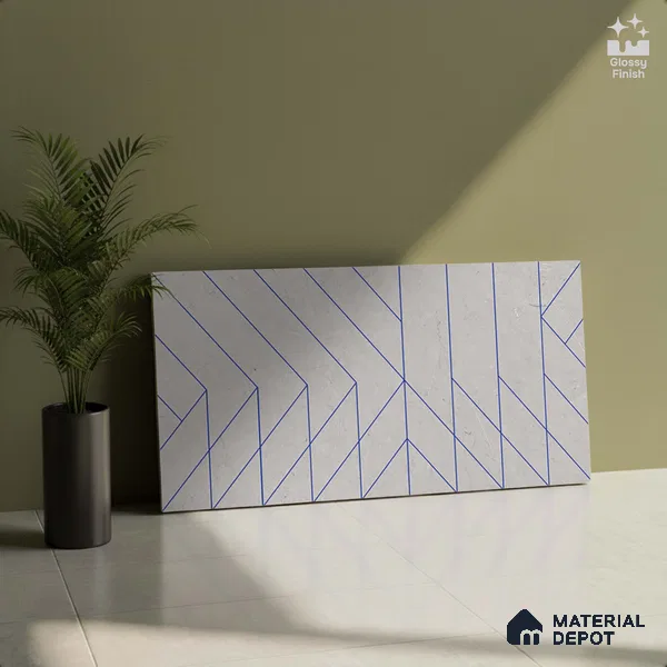 Highlighter Wall Tile TL 06455 B GS Zubrico Gray HL 2 ft x 1 ft Ceramic Glossy Finish - 8 mm | Suitable for Living Room, Kitchen & Bathroom