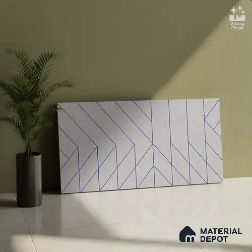 Highlighter Wall Tile TL 06455 B GS Zubrico Gray HL 2 ft x 1 ft Ceramic Glossy Finish - 8 mm | Suitable for Living Room, Kitchen & Bathroom