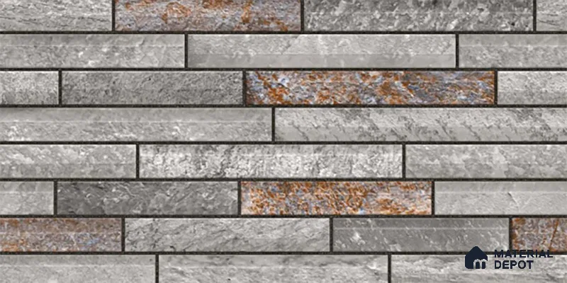 Stone Elevation Wall Tile TL 08134 Grey 2 ft x 1 ft Matte Finish Ceramic Tile - 10 mm | Suitable For Modern Facades, Outdoor Cladding & Feature Wall