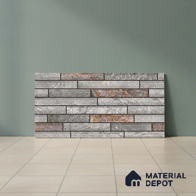 Stone Elevation Wall Tile TL 08134 Grey 2 ft x 1 ft Matte Finish Ceramic Tile - 10 mm | Suitable For Modern Facades, Outdoor Cladding & Feature Wall