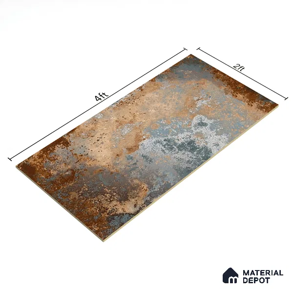 Metallic Floor & Wall Tile TL 06496 B Ferro Rust 4 ft x 2 ft Vitrified Matte Finish - 9 mm | Suitable for Living Room, Bedroom, Kitchen & Bathroom