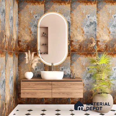Metallic Floor & Wall Tile TL 06496 B Ferro Rust 4 ft x 2 ft Vitrified Matte Finish - 9 mm | Suitable for Living Room, Bedroom, Kitchen & Bathroom