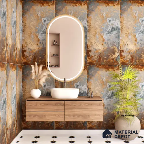 Metallic Floor & Wall Tile TL 06496 B Ferro Rust 4 ft x 2 ft Vitrified Matte Finish - 9 mm | Suitable for Living Room, Bedroom, Kitchen & Bathroom