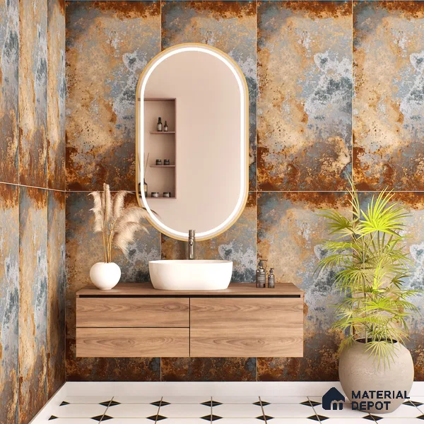 Metallic Floor & Wall Tile TL 06496 B Ferro Rust 4 ft x 2 ft Vitrified Matte Finish - 9 mm | Suitable for Living Room, Bedroom, Kitchen & Bathroom