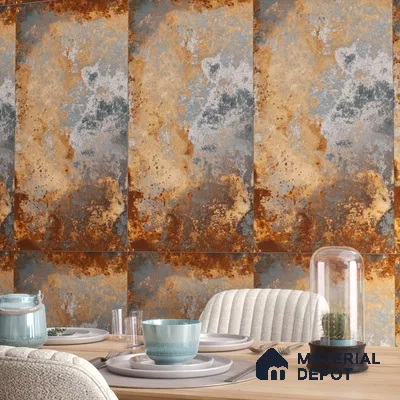 Metallic Floor & Wall Tile TL 06496 B Ferro Rust 4 ft x 2 ft Vitrified Matte Finish - 9 mm | Suitable for Living Room, Bedroom, Kitchen & Bathroom