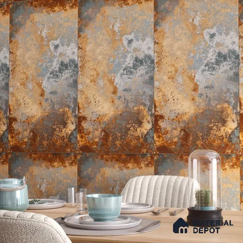 Metallic Floor & Wall Tile TL 06496 B Ferro Rust 4 ft x 2 ft Vitrified Matte Finish - 9 mm | Suitable for Living Room, Bedroom, Kitchen & Bathroom