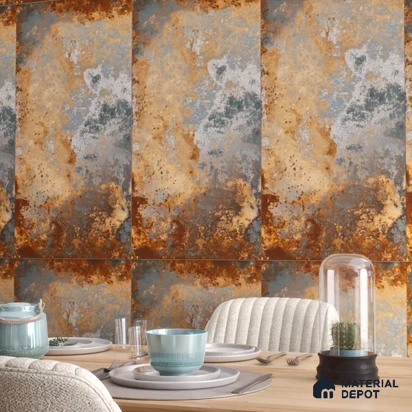 Metallic Floor & Wall Tile TL 06496 B Ferro Rust 4 ft x 2 ft Vitrified Matte Finish - 9 mm | Suitable for Living Room, Bedroom, Kitchen & Bathroom
