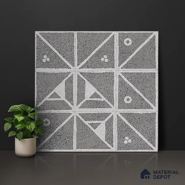 Patterned Wall & Floor Tile TL 06610 Orenate Retro Decor 2 ft x 2 ft Vitrified Matte Finish - 9 mm | Suitable for Living Room, Balcony, Courtyard | Please Expect a Slight Variation of Pattern (Sample)