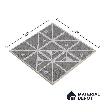 Patterned Wall & Floor Tile TL 06610 Orenate Retro Decor 2 ft x 2 ft Vitrified Matte Finish - 9 mm | Suitable for Living Room, Balcony, Courtyard | Please Expect a Slight Variation of Pattern (Sample)