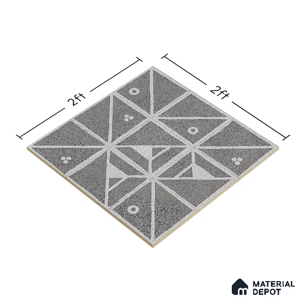 Patterned Wall & Floor Tile TL 06610 Orenate Retro Decor 2 ft x 2 ft Vitrified Matte Finish - 9 mm | Suitable for Living Room, Balcony, Courtyard | Please Expect a Slight Variation of Pattern (Sample)