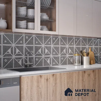 Patterned Wall & Floor Tile TL 06610 Orenate Retro Decor 2 ft x 2 ft Vitrified Matte Finish - 9 mm | Suitable for Living Room, Balcony, Courtyard | Please Expect a Slight Variation of Pattern (Sample)