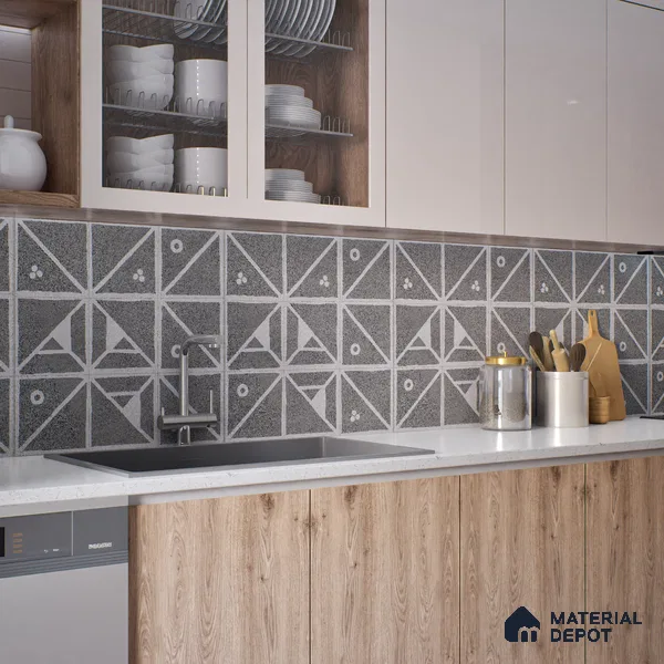 Patterned Wall & Floor Tile TL 06610 Orenate Retro Decor 2 ft x 2 ft Vitrified Matte Finish - 9 mm | Suitable for Living Room, Balcony, Courtyard | Please Expect a Slight Variation of Pattern (Sample)