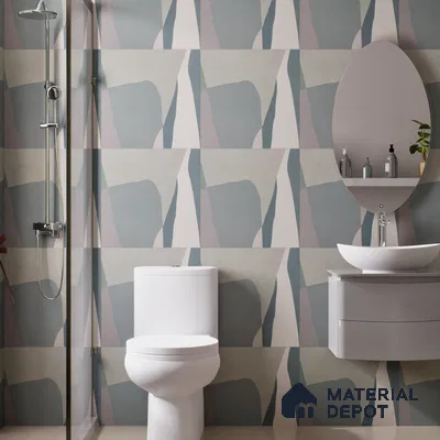 Patterned Wall & Floor Tile TL 06608 Shapes Gray 2 ft x 2 ft Vitrified Matte Finish - 9 mm | Suitable for Living Room, Balcony, Courtyard | Please Expect a Slight Variation of Pattern (Sample)