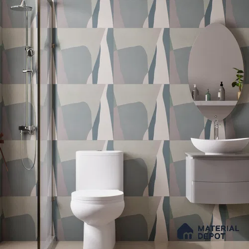 Moroccan Wall & Floor Tile TL 06608 Shapes Gray 2 ft x 2 ft Vitrified Matte Finish - 9 mm | Suitable For Balcony, Bathroom, Dining Area | Please Expect a Slight Variation of Pattern