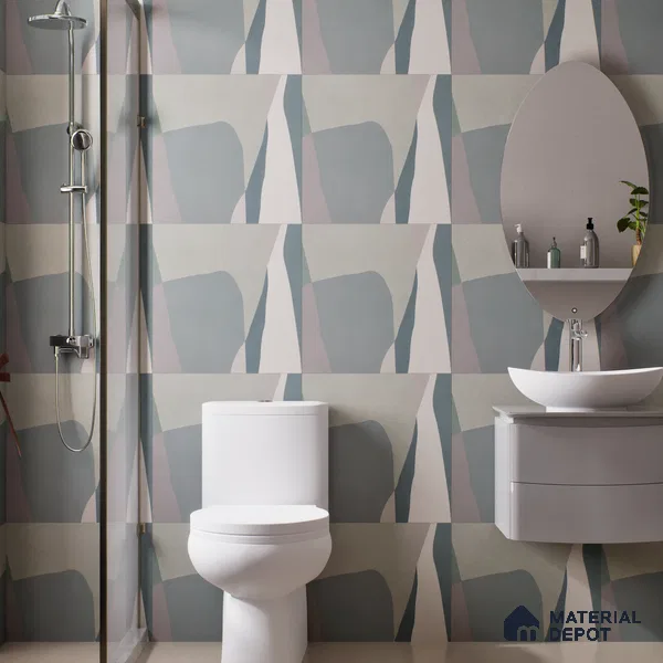 Patterned Wall & Floor Tile TL 06608 Shapes Gray 2 ft x 2 ft Vitrified Matte Finish - 9 mm | Suitable for Living Room, Balcony, Courtyard | Please Expect a Slight Variation of Pattern (Sample)
