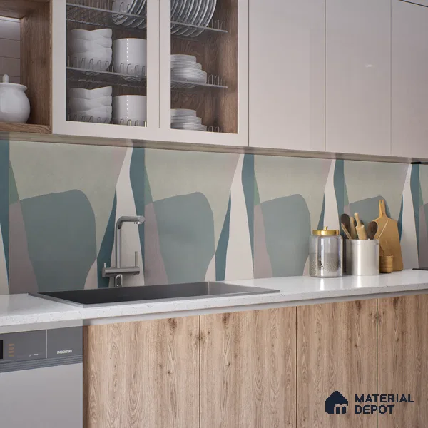 Patterned Wall & Floor Tile TL 06608 Shapes Gray 2 ft x 2 ft Vitrified Matte Finish - 9 mm | Suitable for Living Room, Balcony, Courtyard | Please Expect a Slight Variation of Pattern (Sample)