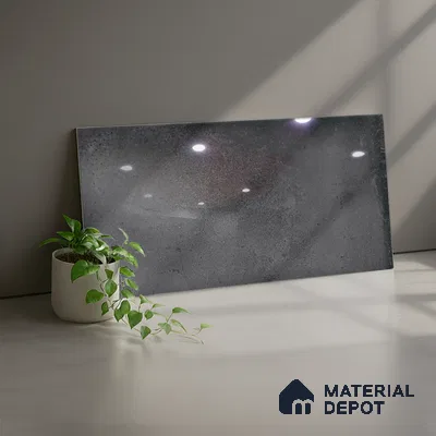 Stone Wall Tile TL 06465 B Mood DK Grey 2 ft x 1 ft Ceramic Glossy Finish - 8 mm | Suitable for Living Room,Kitchen & Bathroom