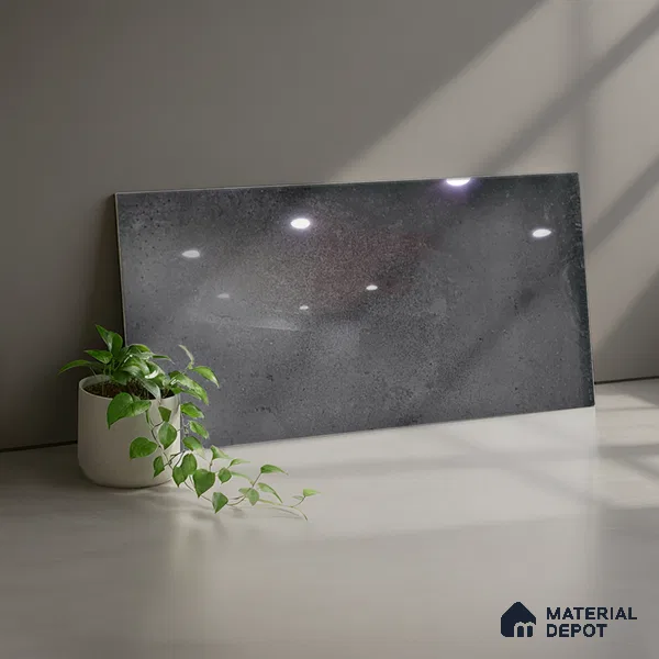 Stone Wall Tile TL 06465 B Mood DK Grey 2 ft x 1 ft Ceramic Glossy Finish - 8 mm | Suitable for Living Room,Kitchen & Bathroom