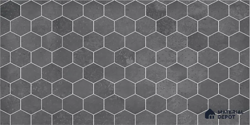Hexagonal Wall Tile TL 06465 D R Mood Hexagon DK Grey HL 2 ft x 1 ft Ceramic Glossy Finish - 8 mm | Suitable for Living Room, Kitchen & Bathroom (Sample)