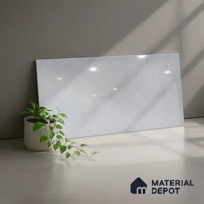 Plain Wall Tile TL 06465 Mood LT Grey 2 ft x 1 ft Ceramic Glossy Finish - 8 mm | Suitable for Living Room, Kitchen & Bathroom