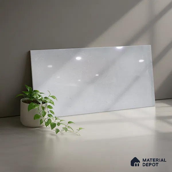 Plain Wall Tile TL 06465 Mood LT Grey 2 ft x 1 ft Ceramic Glossy Finish - 8 mm | Suitable for Living Room, Kitchen & Bathroom