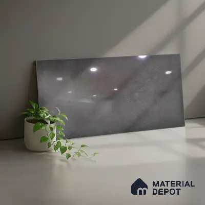 Stone Wall Tile TL 06567 B Mood Dark Grey 2 ft x 1 ft Ceramic Glossy Finish - 8 mm | Suitable for Living Room, Kitchen & Bathroom