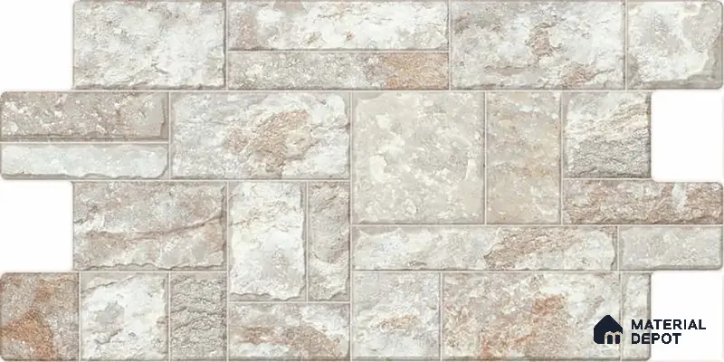 Stacked Stone Wall Tile TL 06596 B Wire Canyon 2 ft x 1 ft Ceramic Matte Finish - 9 mm | Suitable for Courtyard, Foyer, Balcony, Elevation