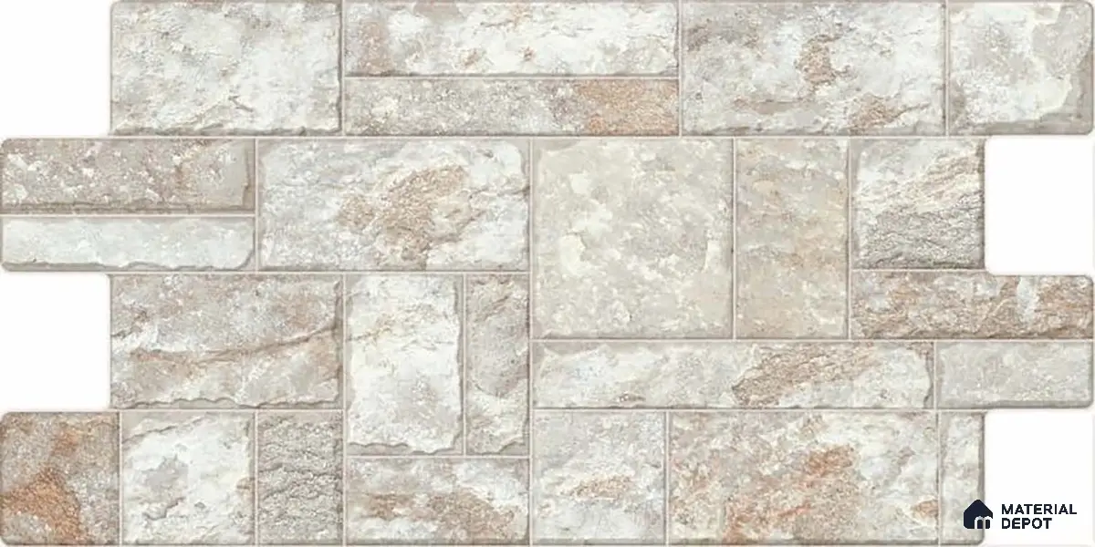 Stacked Stone Wall Tile TL 06596 B Wire Canyon 2 ft x 1 ft Ceramic Matte Finish - 9 mm | Suitable for Courtyard, Foyer, Balcony, Elevation