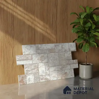 Stacked Stone Wall Tile TL 06596 B Wire Canyon 2 ft x 1 ft Ceramic Matte Finish - 9 mm | Suitable for Courtyard, Foyer, Balcony, Elevation