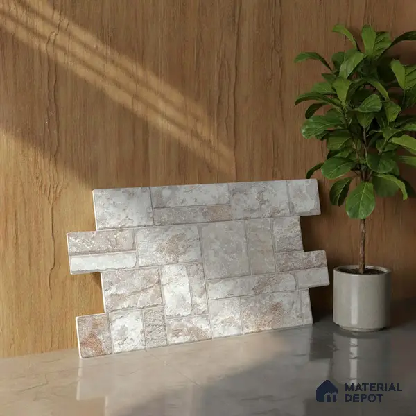 Stacked Stone Wall Tile TL 06596 B Wire Canyon 2 ft x 1 ft Ceramic Matte Finish - 9 mm | Suitable for Courtyard, Foyer, Balcony, Elevation