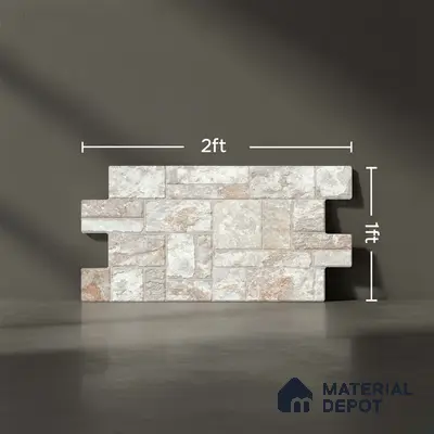 Stacked Stone Wall Tile TL 06596 B Wire Canyon 2 ft x 1 ft Ceramic Matte Finish - 9 mm | Suitable for Courtyard, Foyer, Balcony, Elevation