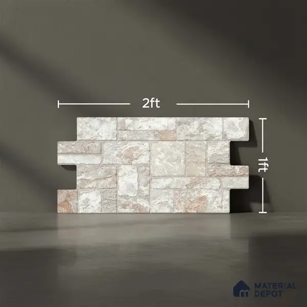 Stacked Stone Wall Tile TL 06596 B Wire Canyon 2 ft x 1 ft Ceramic Matte Finish - 9 mm | Suitable for Courtyard, Foyer, Balcony, Elevation
