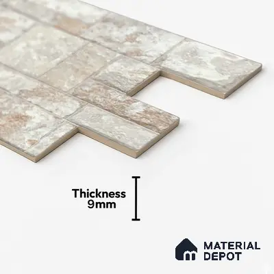 Stacked Stone Wall Tile TL 06596 B Wire Canyon 2 ft x 1 ft Ceramic Matte Finish - 9 mm | Suitable for Courtyard, Foyer, Balcony, Elevation