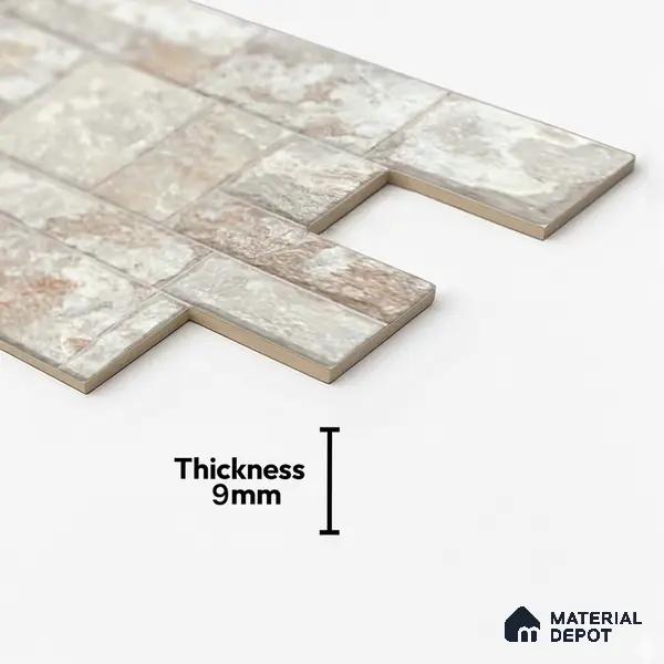 Stacked Stone Wall Tile TL 06596 B Wire Canyon 2 ft x 1 ft Ceramic Matte Finish - 9 mm | Suitable for Courtyard, Foyer, Balcony, Elevation