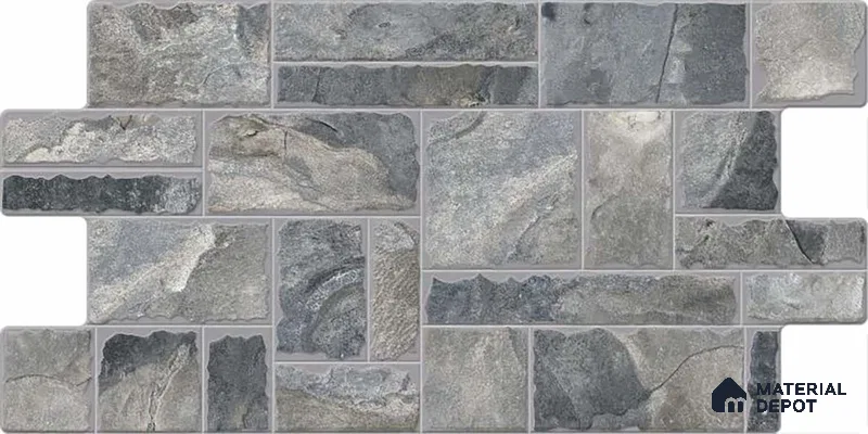 Stacked Stone Wall Tile TL 06596 Wire Negro 2 ft x 1 ft Ceramic Matte Finish - 9 mm | Suitable for Courtyard, Foyer, Balcony, Elevation