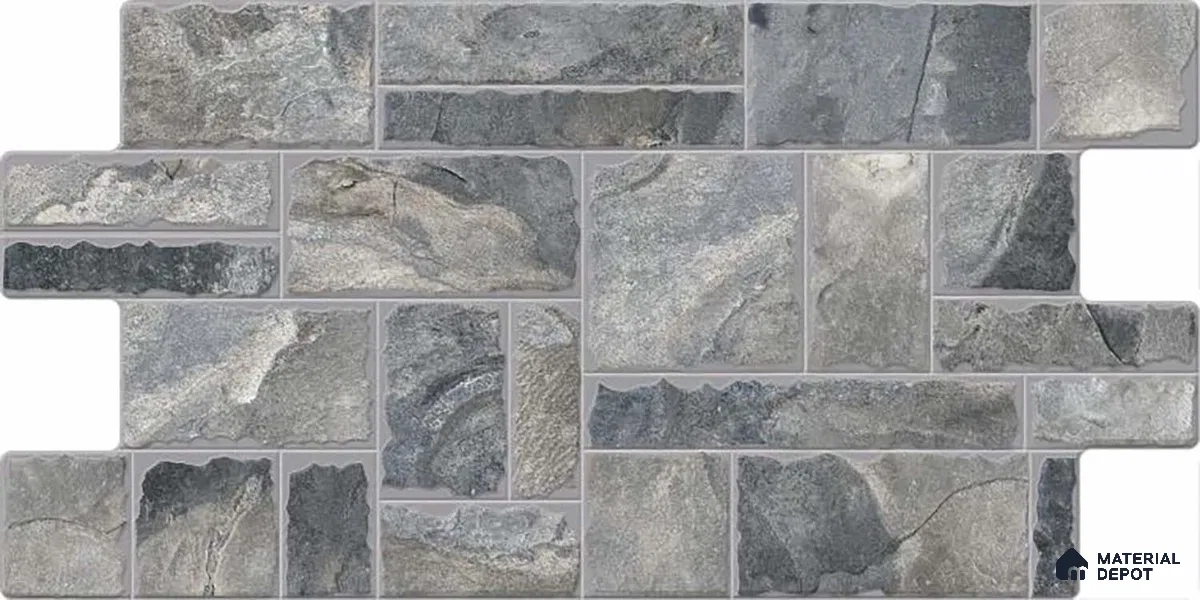 Stacked Stone Wall Tile TL 06596 Wire Negro 2 ft x 1 ft Ceramic Matte Finish - 9 mm | Suitable for Courtyard, Foyer, Balcony, Elevation