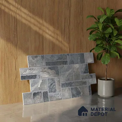 Stacked Stone Wall Tile TL 06596 Wire Negro 2 ft x 1 ft Ceramic Matte Finish - 9 mm | Suitable for Courtyard, Foyer, Balcony, Elevation
