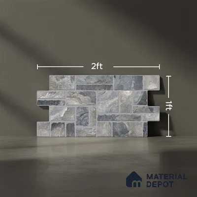 Stacked Stone Wall Tile TL 06596 Wire Negro 2 ft x 1 ft Ceramic Matte Finish - 9 mm | Suitable for Courtyard, Foyer, Balcony, Elevation