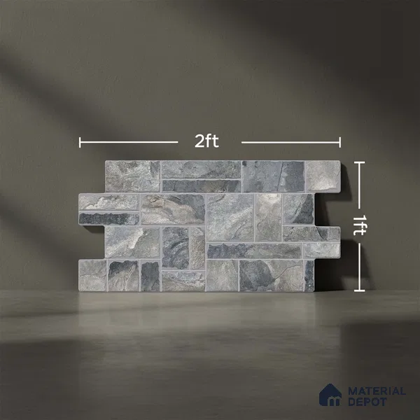 Stacked Stone Wall Tile TL 06596 Wire Negro 2 ft x 1 ft Ceramic Matte Finish - 9 mm | Suitable for Courtyard, Foyer, Balcony, Elevation