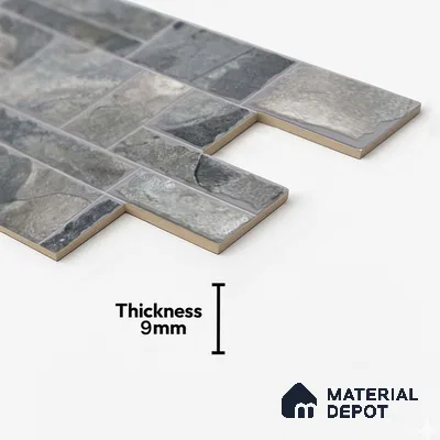 Stacked Stone Wall Tile TL 06596 Wire Negro 2 ft x 1 ft Ceramic Matte Finish - 9 mm | Suitable for Courtyard, Foyer, Balcony, Elevation