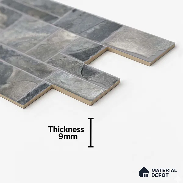 Stacked Stone Wall Tile TL 06596 Wire Negro 2 ft x 1 ft Ceramic Matte Finish - 9 mm | Suitable for Courtyard, Foyer, Balcony, Elevation
